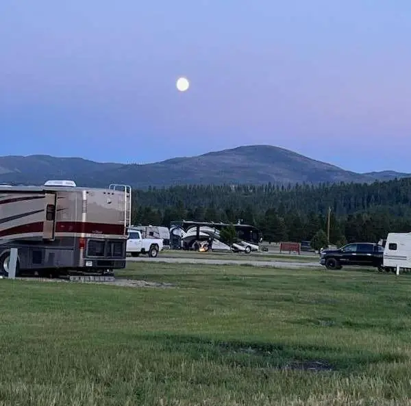 A full moon rising over the campground